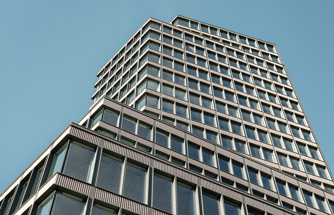 View of upper floor terrace of 360 Bowery office building